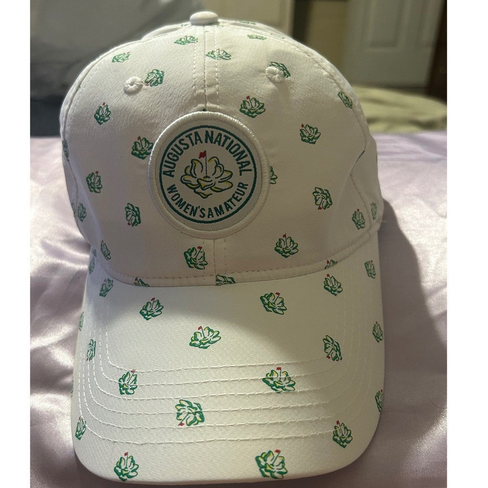 Ahead Augusta National Womens Amateur Golf Hat White Green Magnolia Print Cap